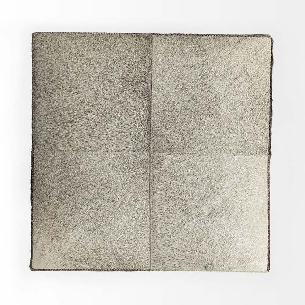 View from top of Square hide on hair ottoman on a white background