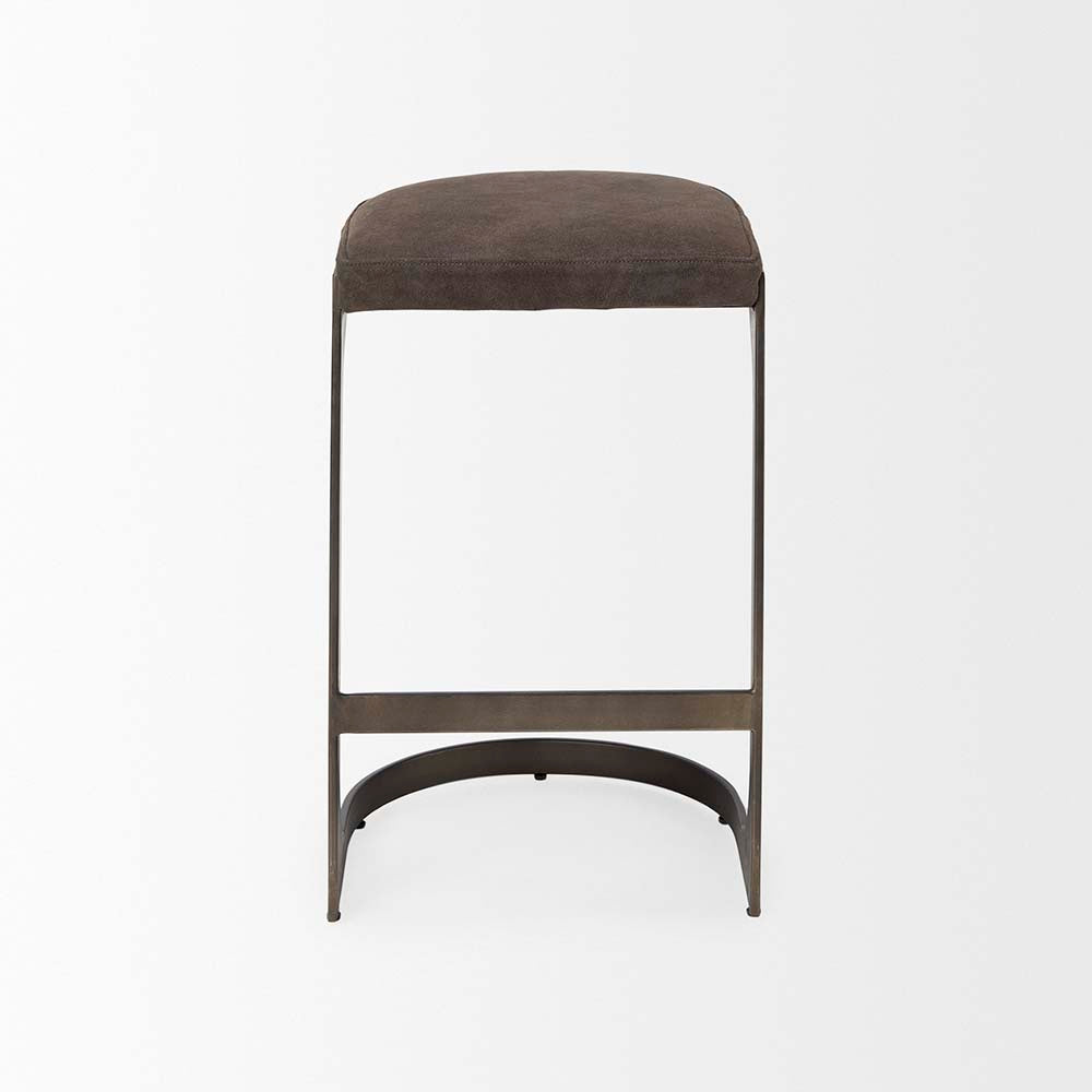 Tyler Counter Stool in Brown Suede - Addison West 
