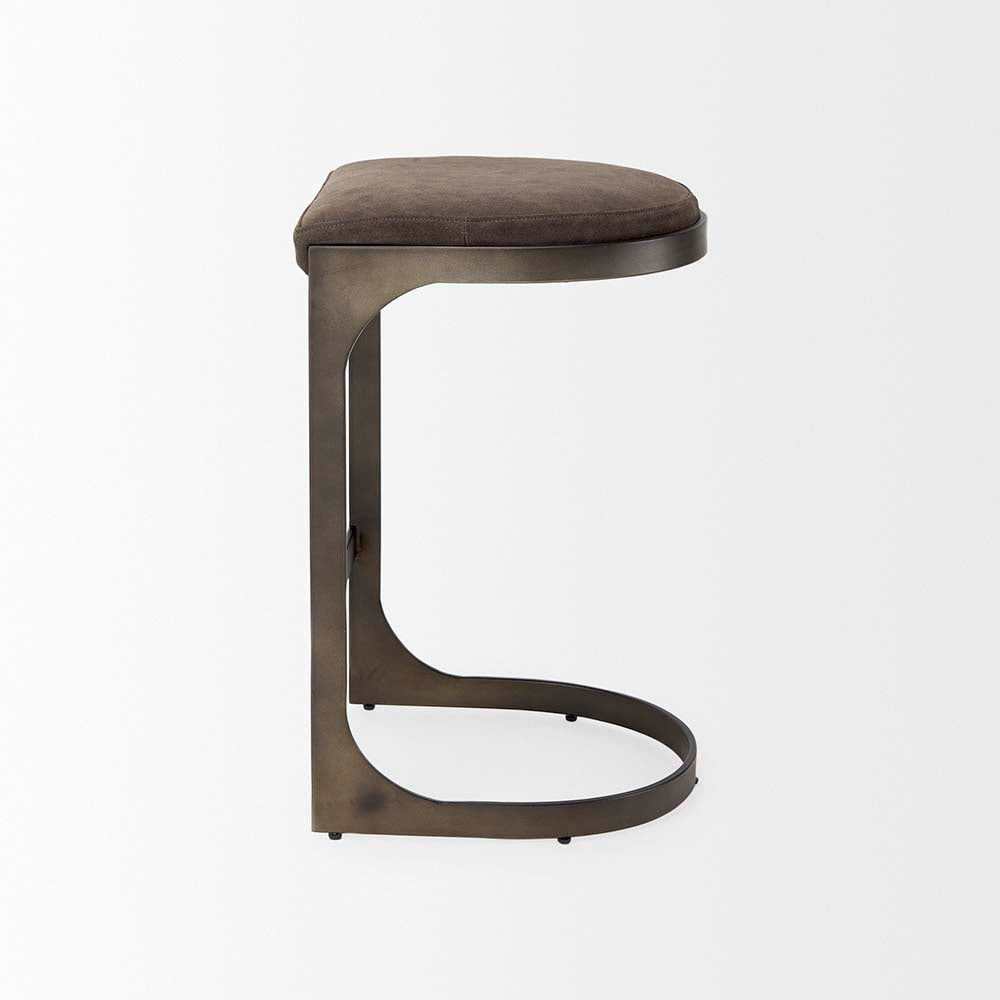 Tyler Counter Stool in Brown Suede - Addison West 