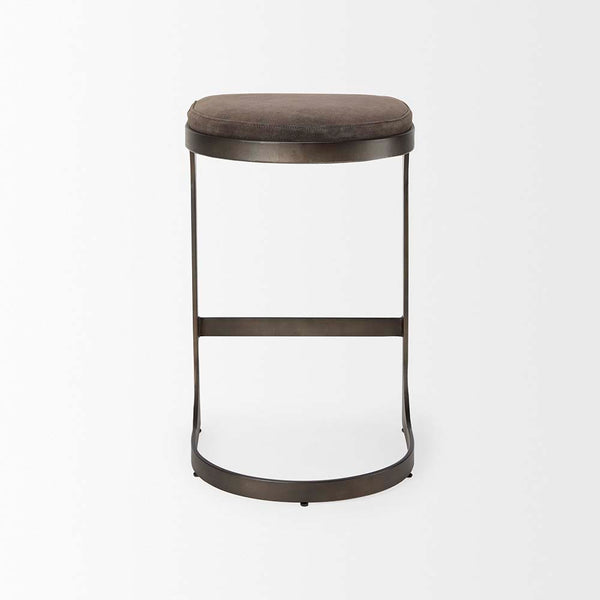 Mercana brand tyson metal counter stool with brown suede seat