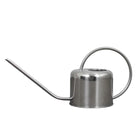 Small aluminum watering can with loop handle and delicate spout on a white background