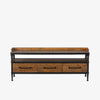 Four Hands Ivana Storage Entry Bench with wood and steel frame three drawers and bench seat on a white background