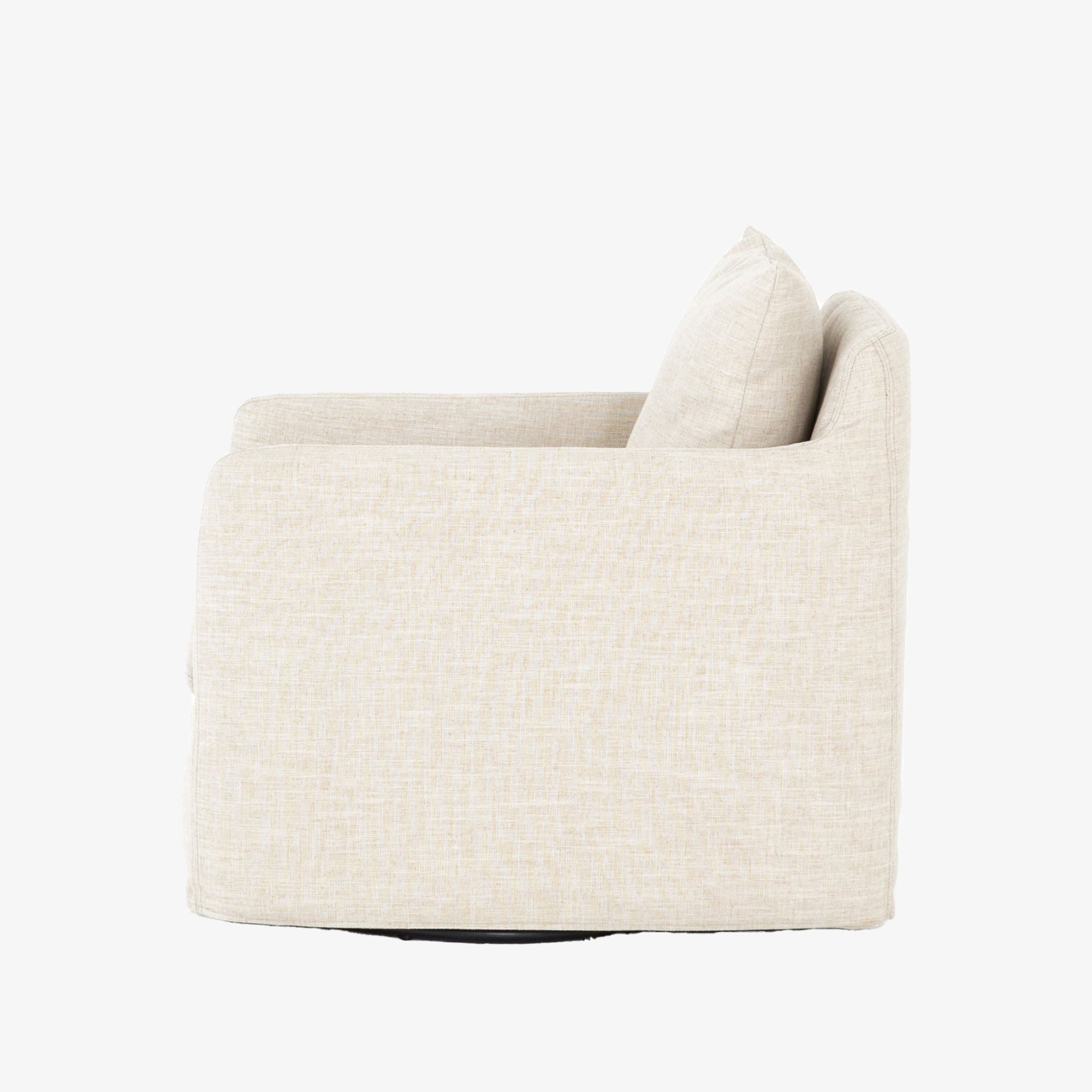 Four hands furniture brand Banks swivel chair in cambric ivory on a white background