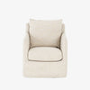 Four hands furniture brand Banks swivel chair in cambric ivory slipcover on a white background
