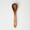 Olive wood ladle on a white background