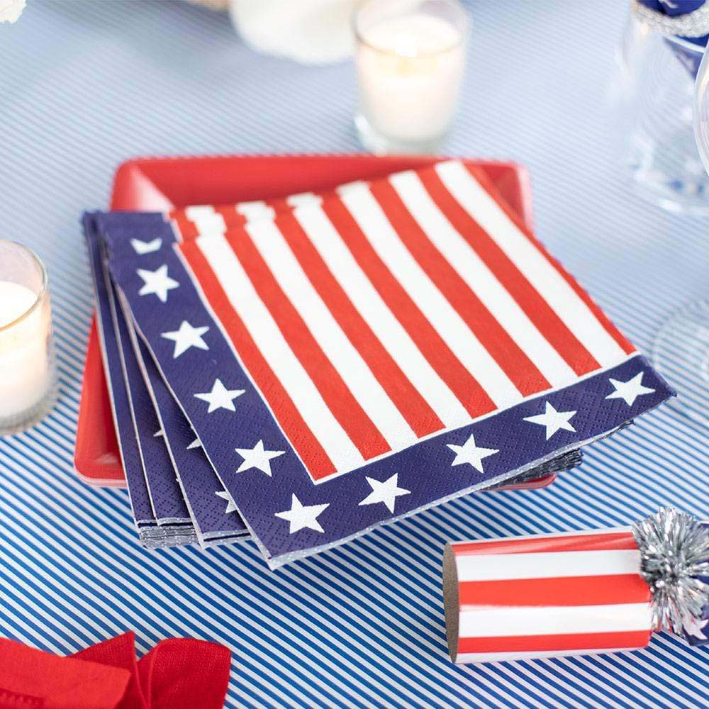 Caspari Red, White & Blue Lunch Napkins - Addison West 