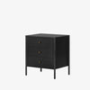 Black three drawer 'Soto' nightstand by four hands furniture on a white background