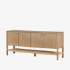 Wood four door 'Zuma' sideboard with shelf underneath by four hands furniture on a white background