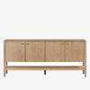 Wood four door 'Zuma' sideboard with shelf underneath by four hands furniture on a white background