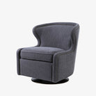 Uttermost brand Biscay swivel chair in blue grey fabric with nailhead accents on a white background