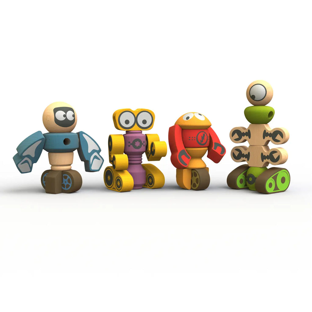 Ticker totter robots set on a white background