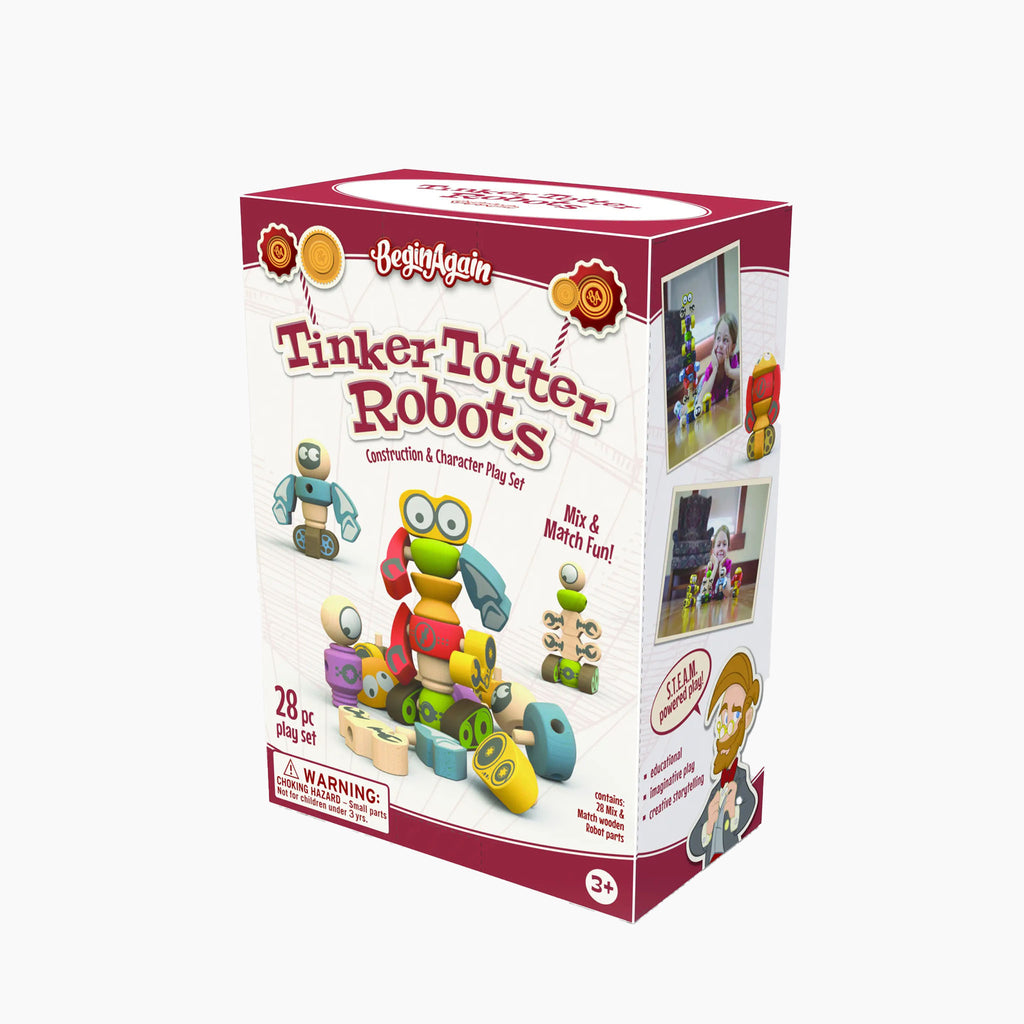 Tinker totter robots box on a white background