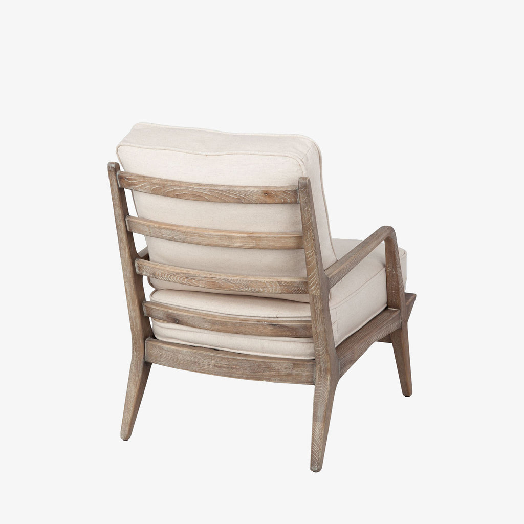 wood accent chair with off-white fabric seat with Wood Frame Accent Chair on a white background