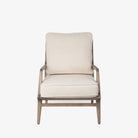 wood accent chair with off-white fabric seat with Wood Frame Accent Chair on a white background