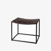 Brown Leather Woven Seat With Black Metal Frame Stool on a white background