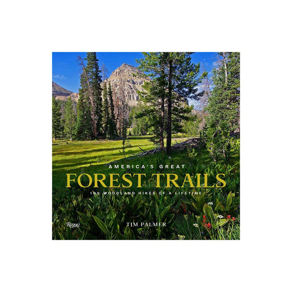 Front cover of book titled 'america's great forest trails' on a white background