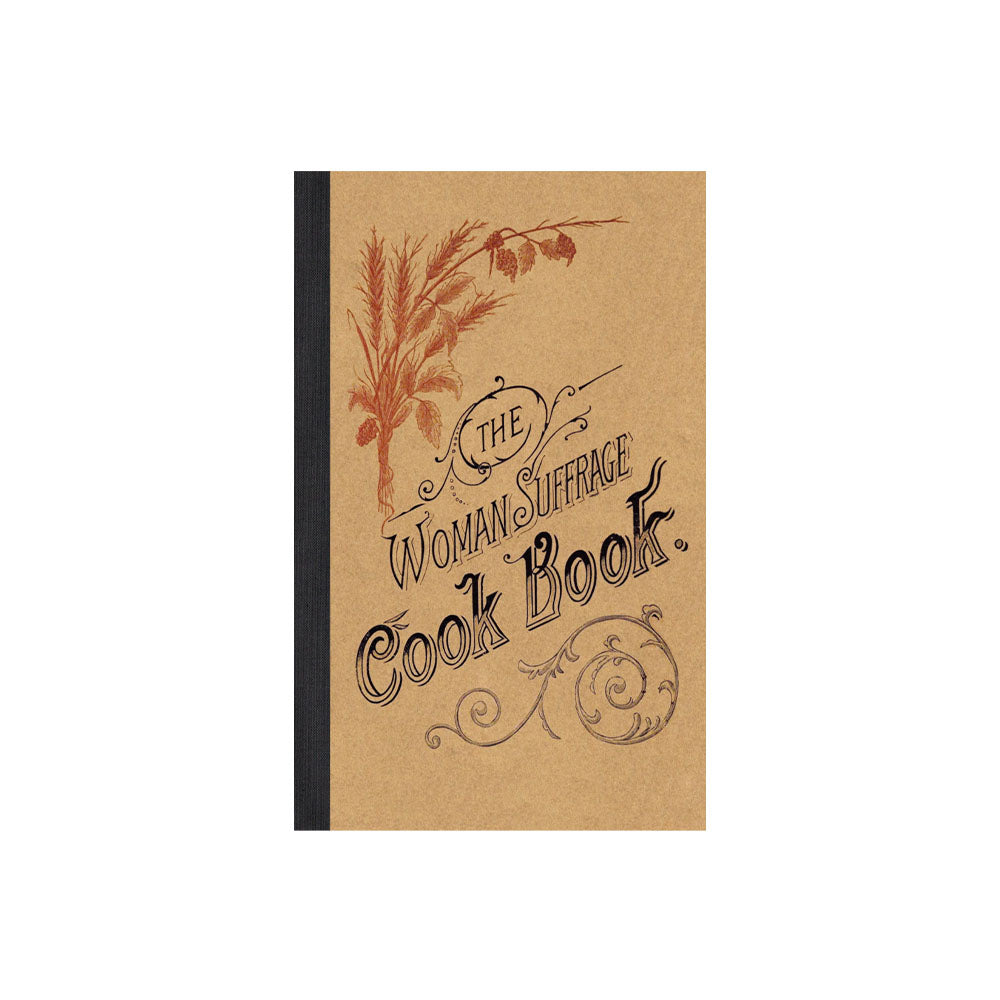 Cover of book titled 'The woman suffrage cook book' on a white background