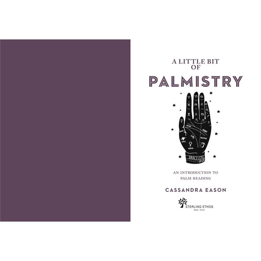 Inside pages of book titled 'A little bit of palmistry'