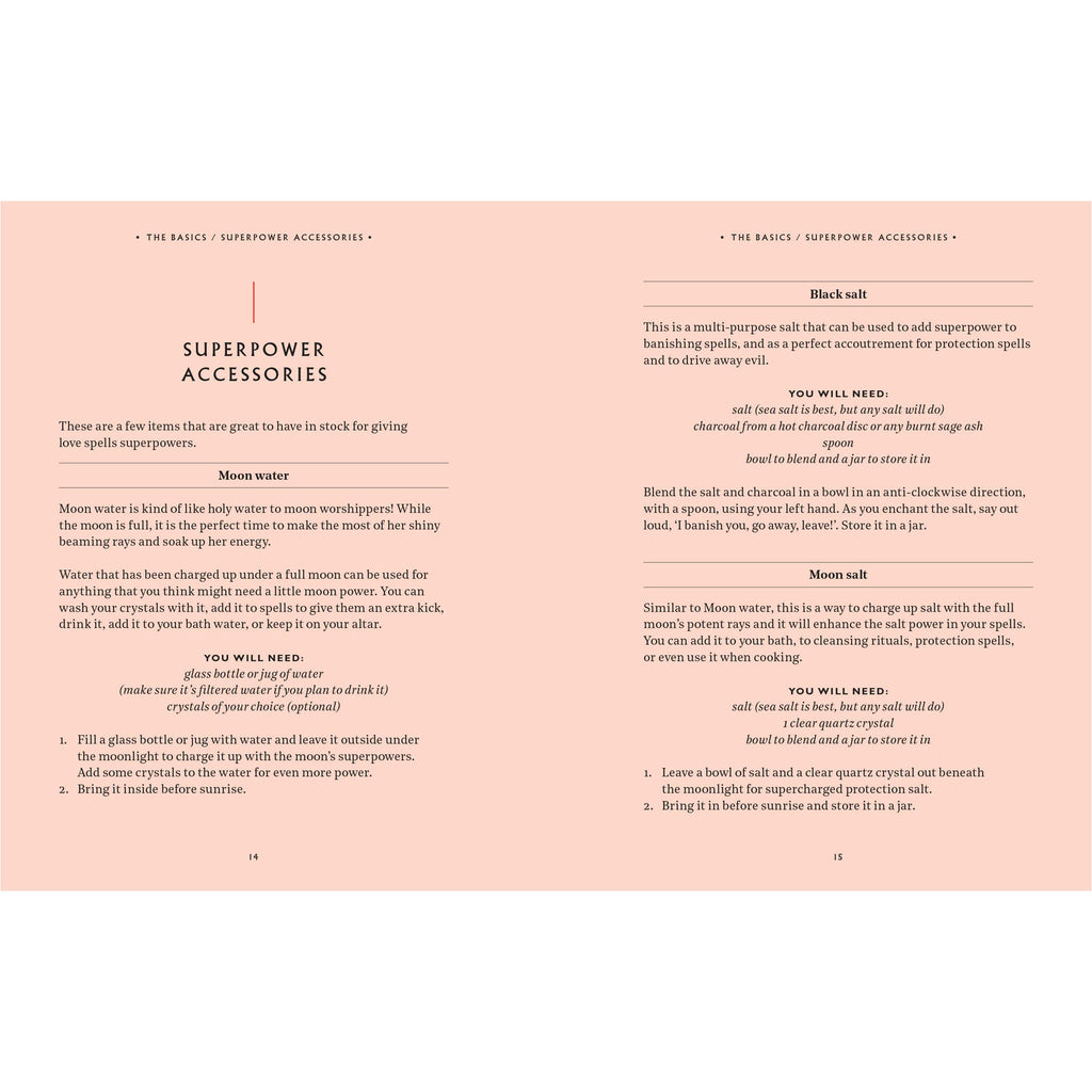 Inside pages of book Love spells book by Sara Haksever