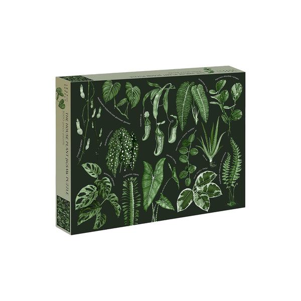 Front of puzzle box titled leaf supply with black background and leaf illustrations 