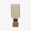 Square bloomingville terra-cotta colored table Lamp with square linen Shade on a white background