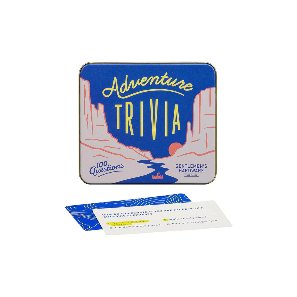 Gentlemen's hardware brand adventure trivia card game tin on a white background
