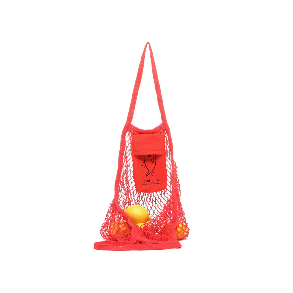 Graf Lantz orange market tote bag on a white background