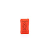 Graf Lantz orange market tote bag packaged into pocket on a white background