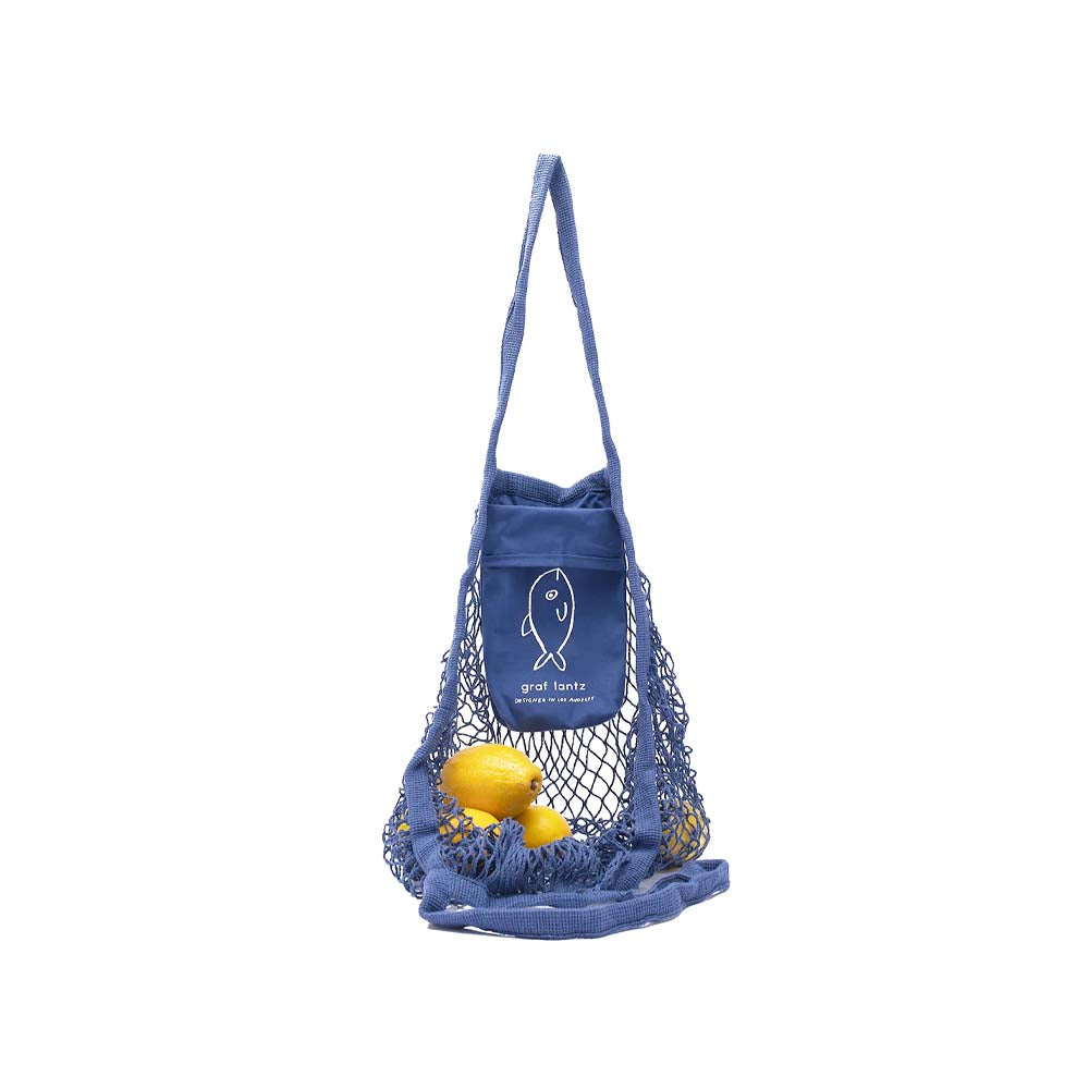 Graf Lantz blue market tote bag on a white background