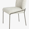 Four Hands Brand Astrud dining chair with pewter fabric seat and back and iron legs on a white background