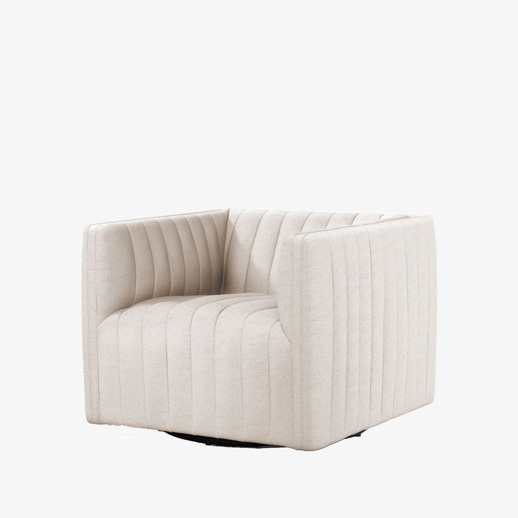 Four Hands augustine swivel chair in dover crescent on a white backrgound