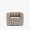 Four hands brand Augustine swivel chair in orly natural high performance grey fabric on a white background