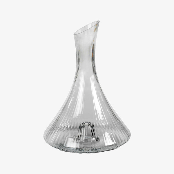 Zodax brand Bandol fluted glass decanter on a white background