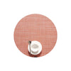 Chilewich mini basketweave round placement in clay on a white background