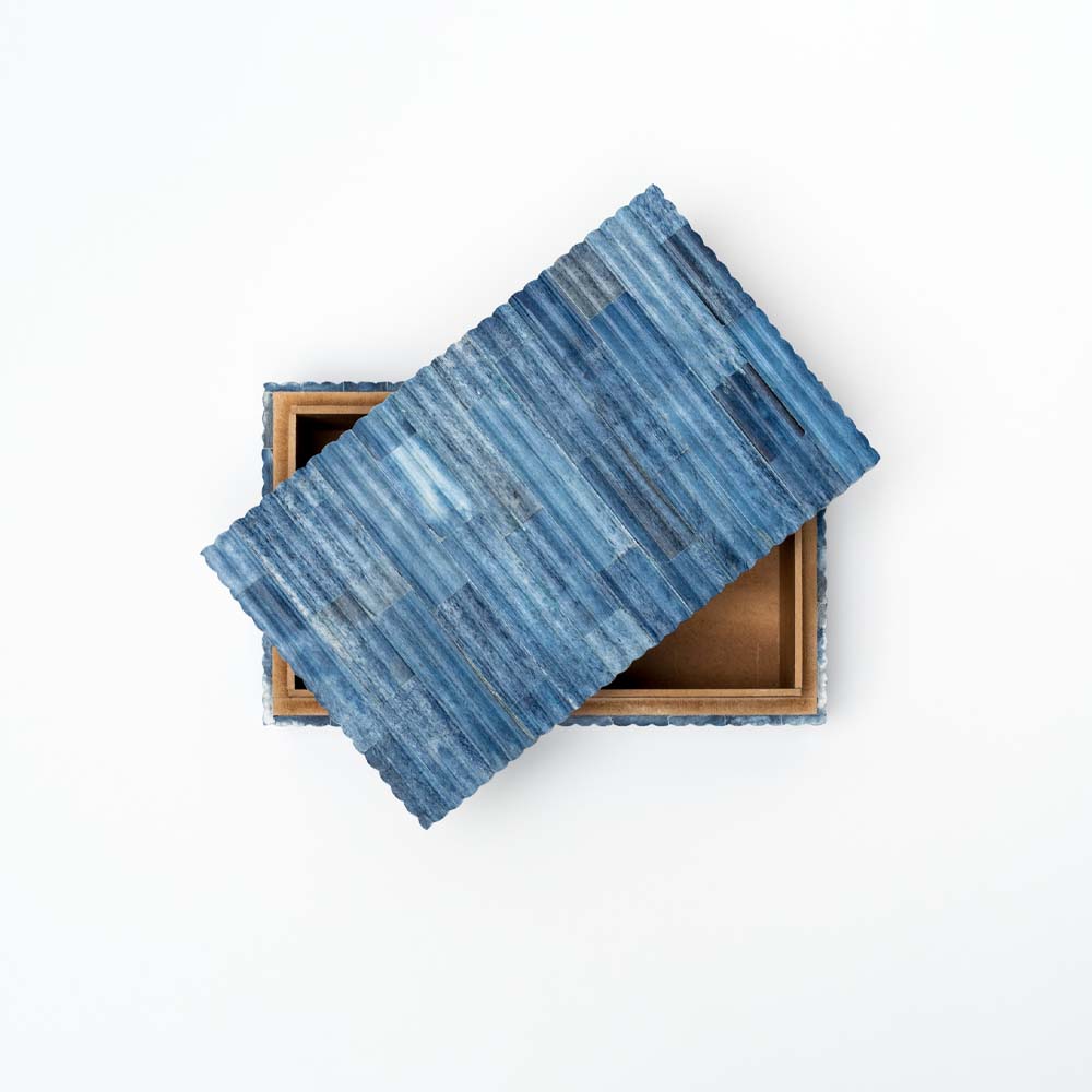 Blue Bone Inlaid Box on a white background