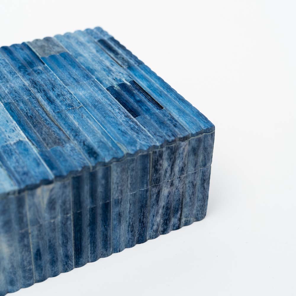 Blue Bone Inlaid Box on a white background