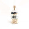 Wood Black tip matches in glass bottle with cork top