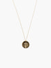 Able brand Bloom birth month carnation necklace in 14 carat gold fill on a white background