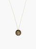 Able brand Bloom birth month daffodil necklace in 14 carat gold fill on a white background