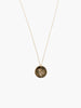Able brand Bloom birth month daisy necklace in 14 carat gold fill on a white background
