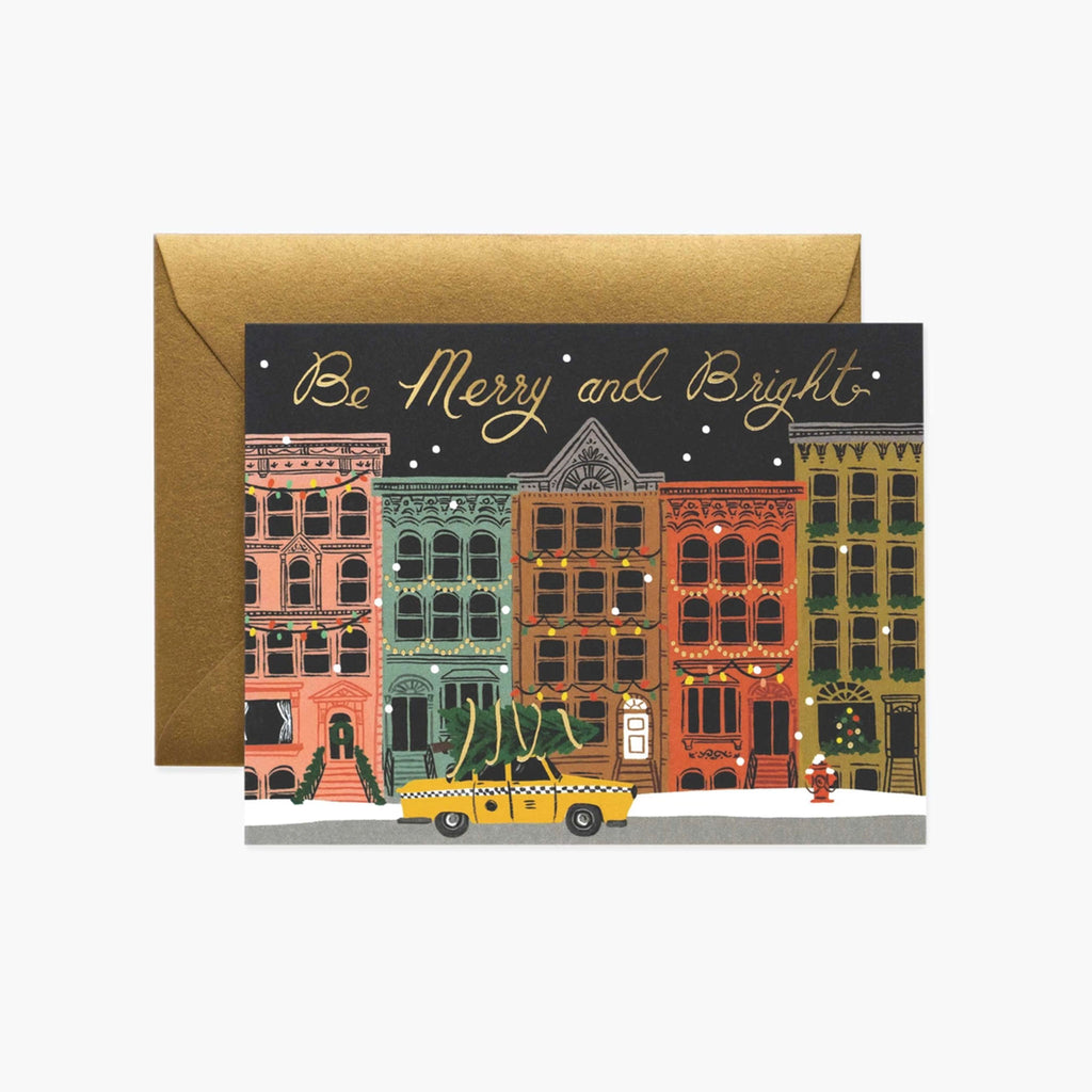 Rifle paper company city holiday greeting card on a white background