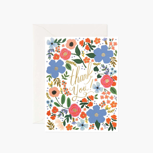 Rifle Paper Wild Rose Thank You Card on a white background
