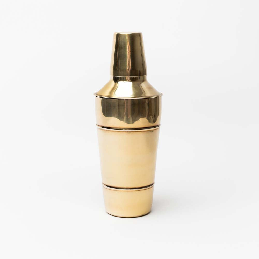 Gold Stainless Steel Cocktail Shaker on a white background