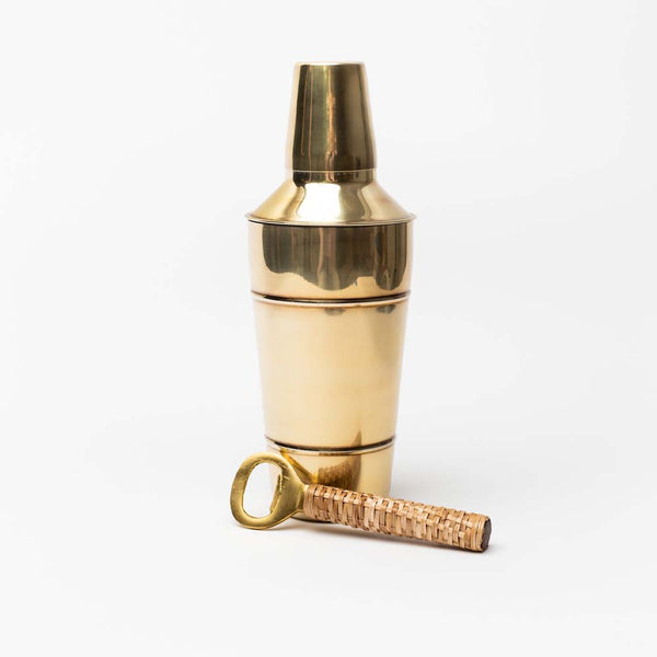 Gold Stainless Steel Cocktail Shaker on a white background
