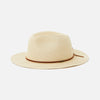 Brixton Wesley straw packable fedora in tan on a white background