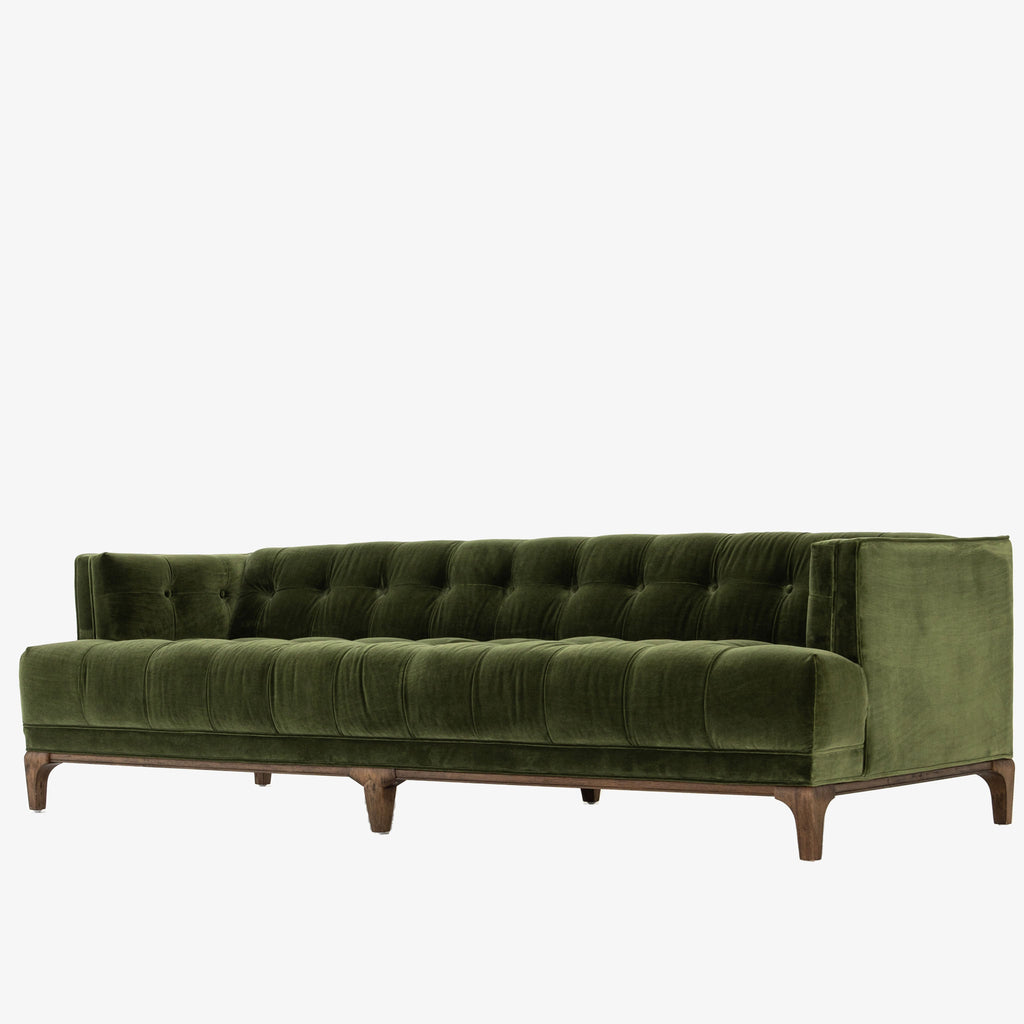 Four hands brand green velvet Dylan sofa on a white background