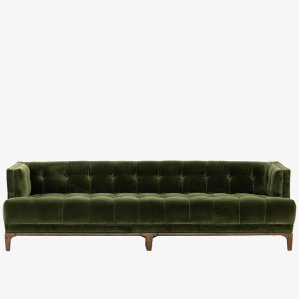 Four hands brand green velvet Dylan sofa on a white background