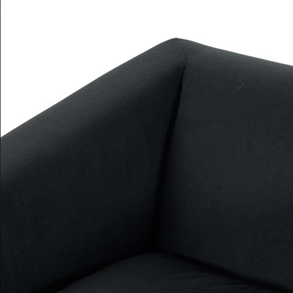 Close up of Four Hands Furniture Cairo chair in modern velvet smoke with dark wood legs