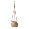 Hand-Woven Hanging Rattan Basket on a white background