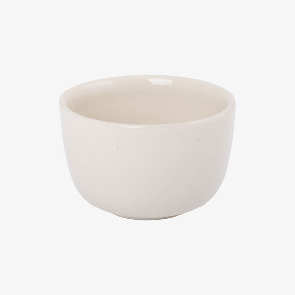While hand made ceramic shaving bowl on a white background